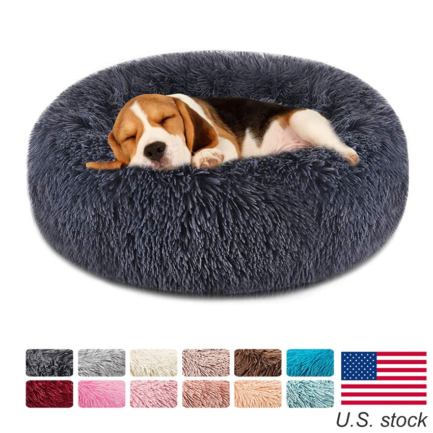 Soft Pet Dog Bed Round Winter warm Long Plush Dog House Cushion Cat Beds Mats Sofa for Samll large Dogs kennel Pet supplies-0