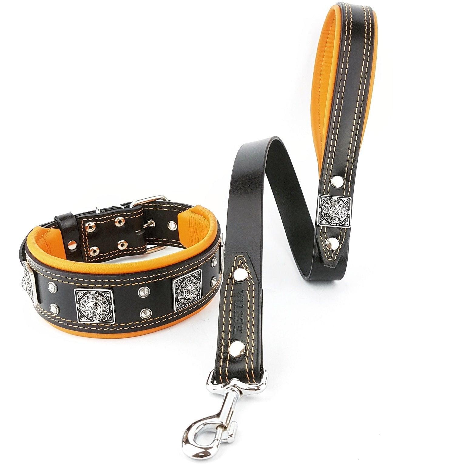 The "Eros" collar 2.5 inch wide black & orange-3